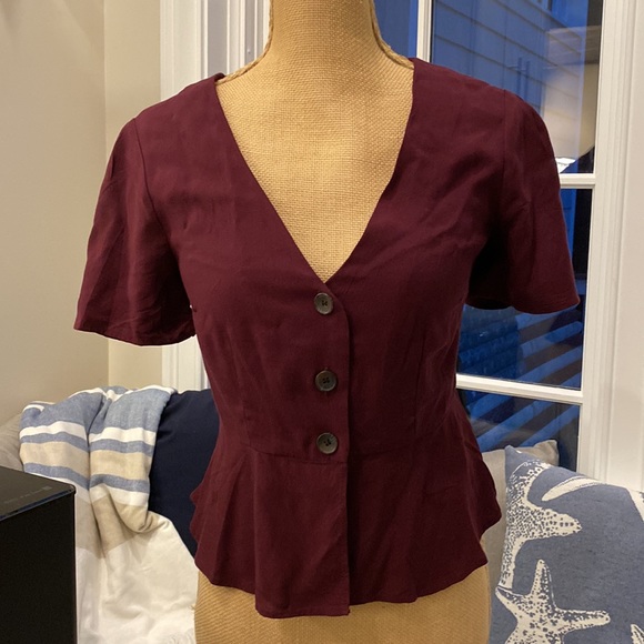 Forever 21 Peplum Deep Purple Button Blouse - Picture 2 of 10